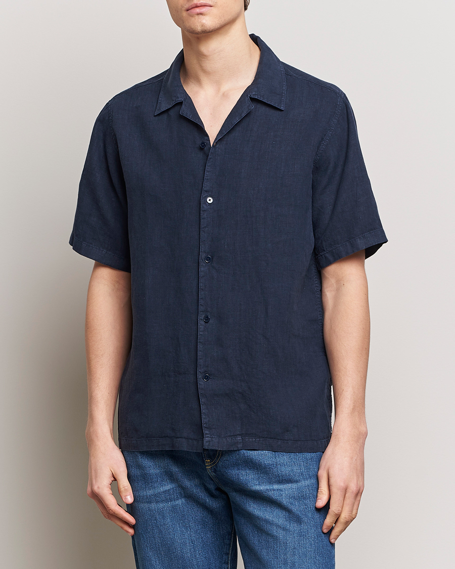 Homme | Chemises À Manches Courtes | NN07 | Julio Linen Resort Shirt Navy Blue