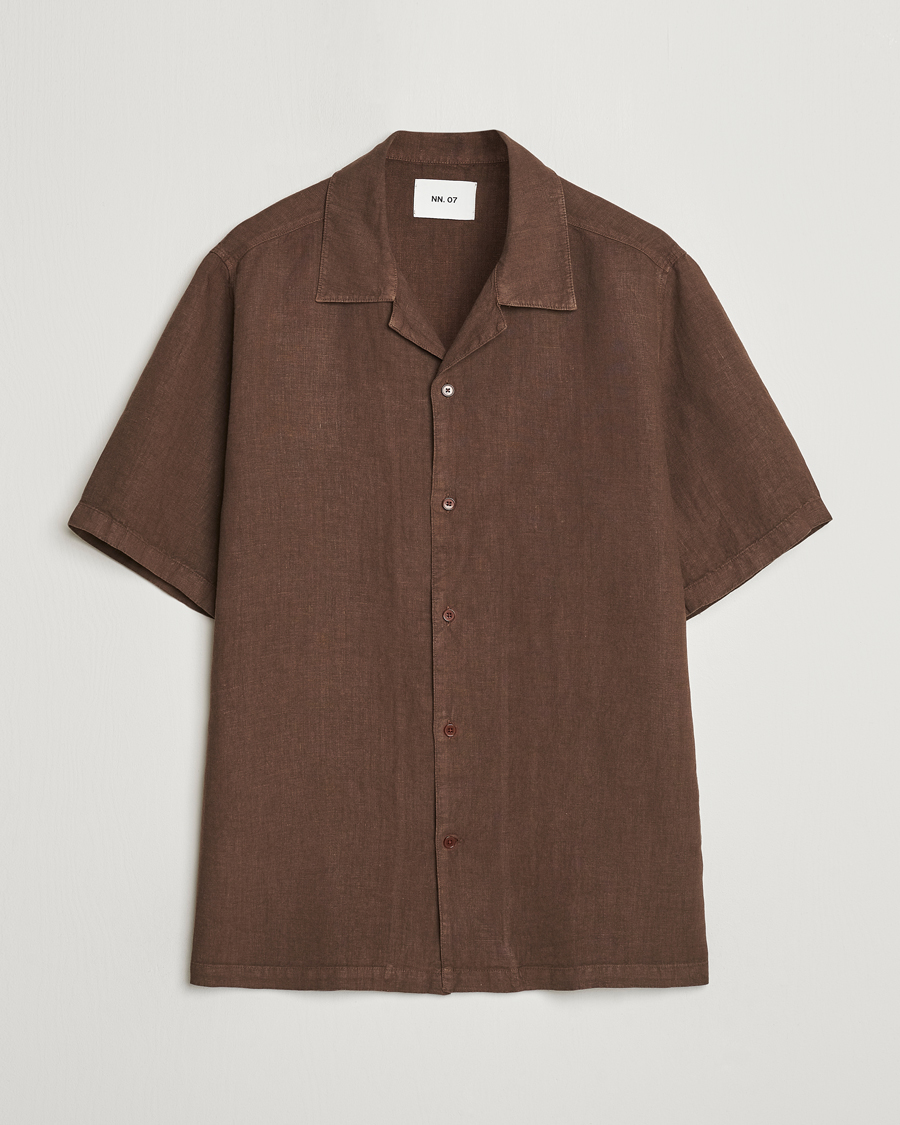 Homme | Chemises | NN07 | Julio Linen Resort Shirt Cocoa Brown