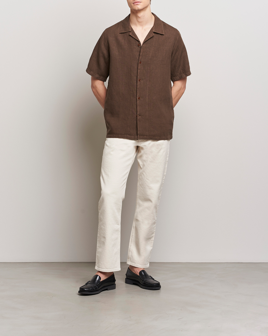 Homme | Chemises | NN07 | Julio Linen Resort Shirt Cocoa Brown