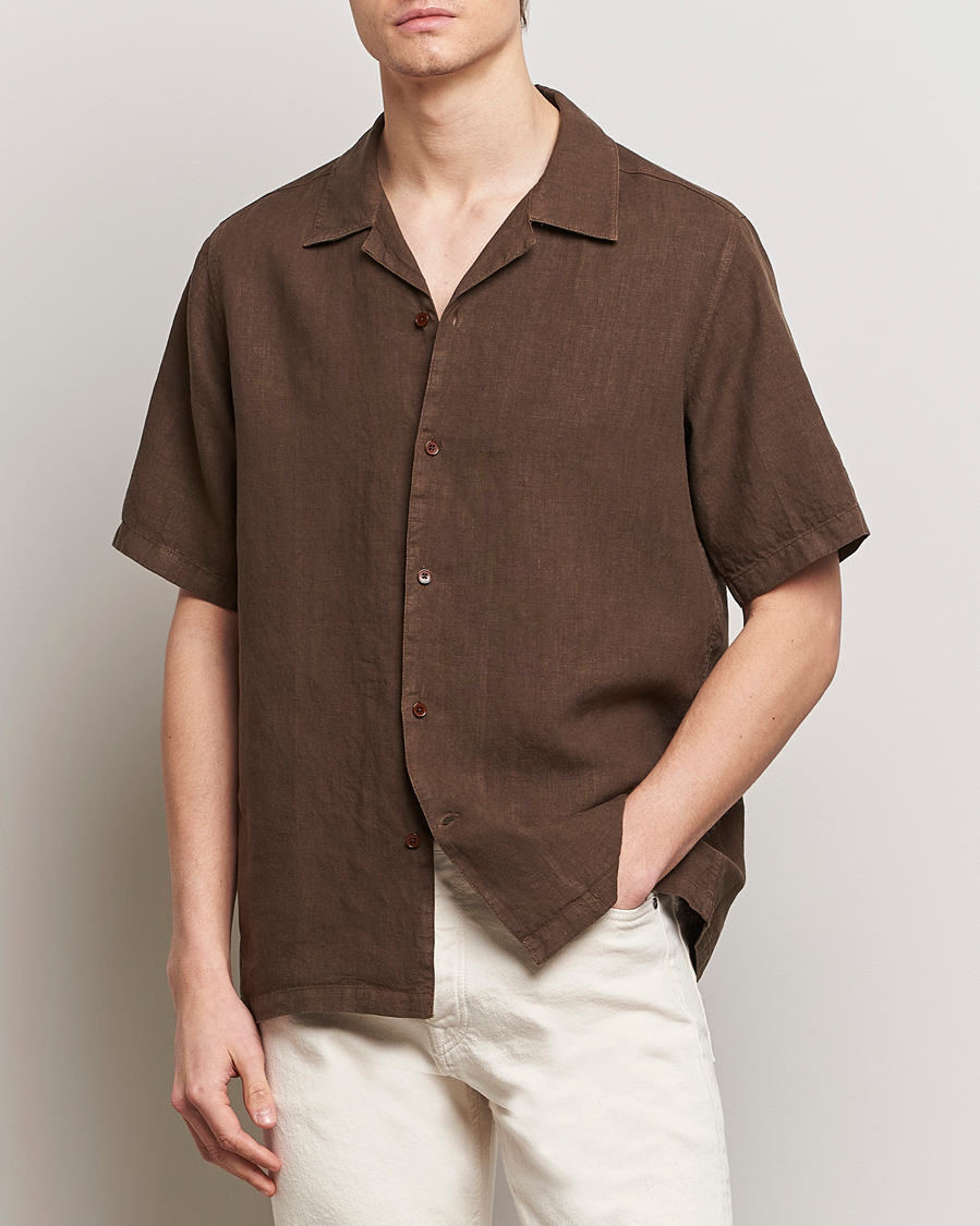 Homme | Chemises | NN07 | Julio Linen Resort Shirt Cocoa Brown