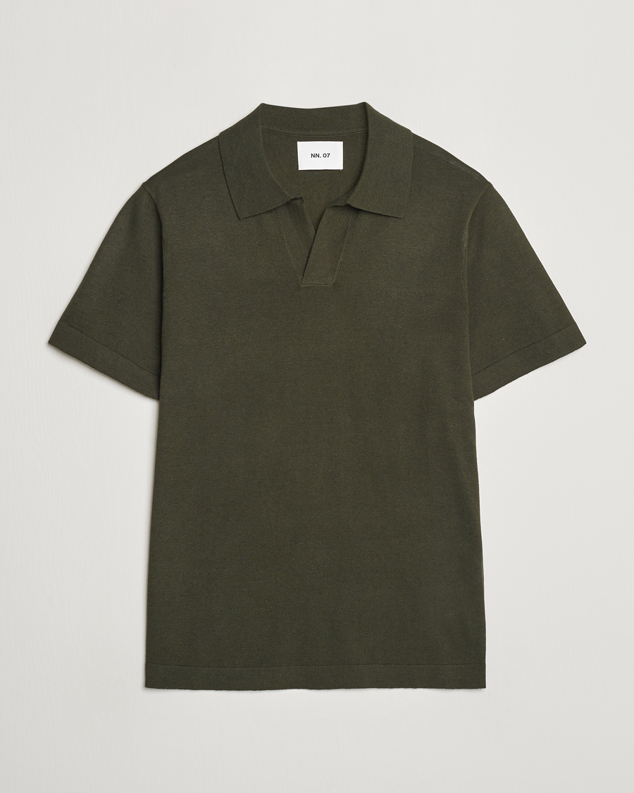 Homme | Polos | NN07 | Ryan Cotton/Linen Polo Rosin Green