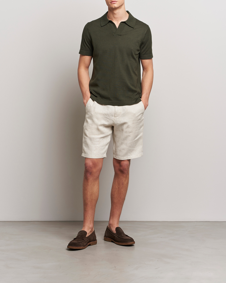 Homme | Polos | NN07 | Ryan Cotton/Linen Polo Rosin Green