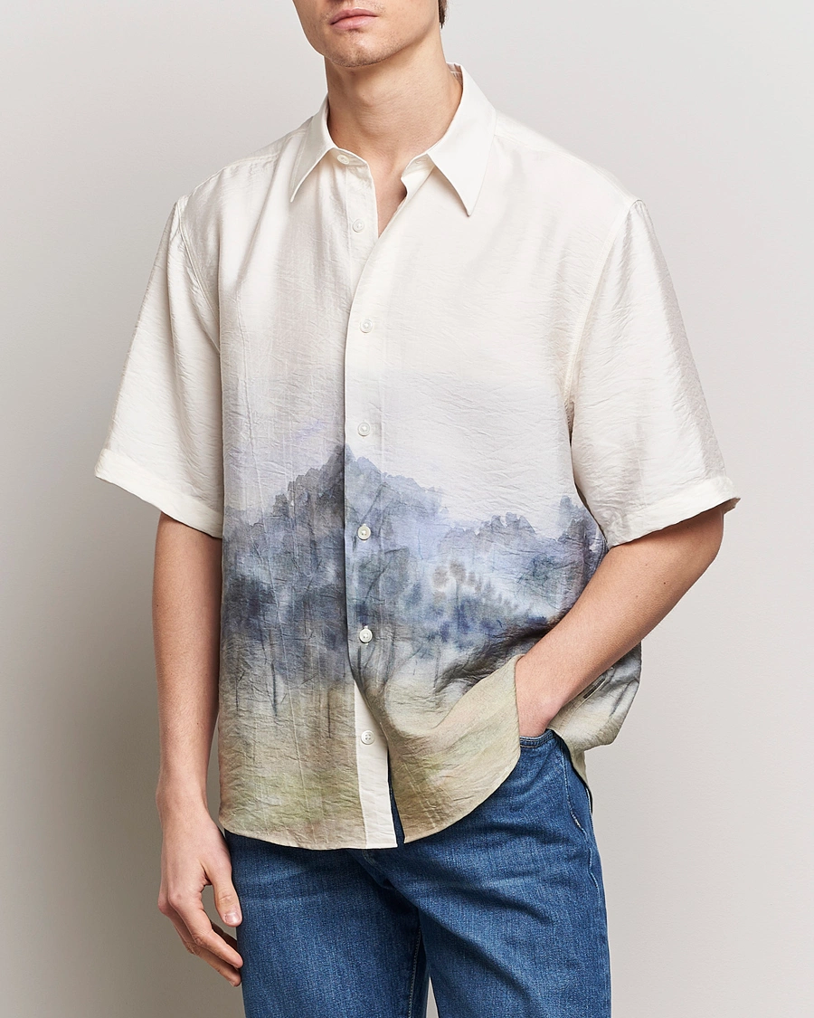 Homme | Chemises À Manches Courtes | NN07 | Quinsy Printed Short Sleeve Shirt White Multi