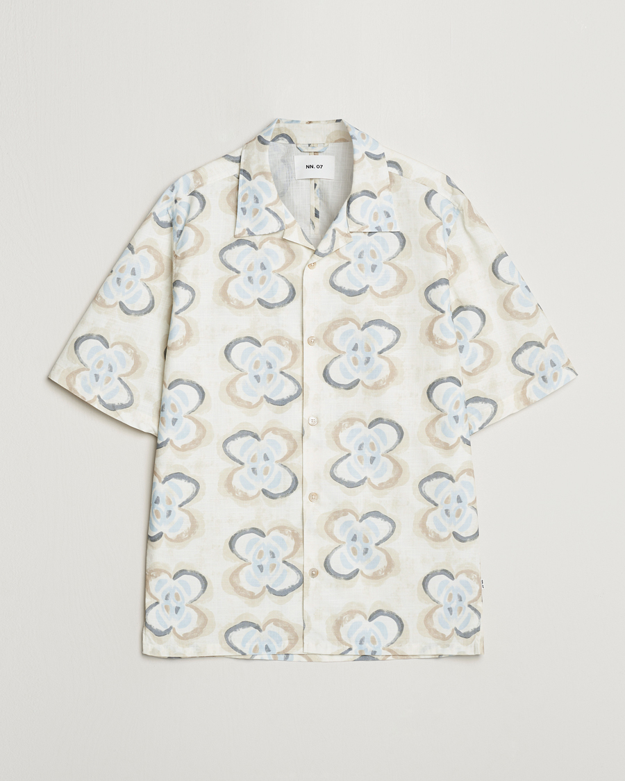 Homme | Chemises | NN07 | Ole Printed Short Sleeve Shirt Ecru Multi