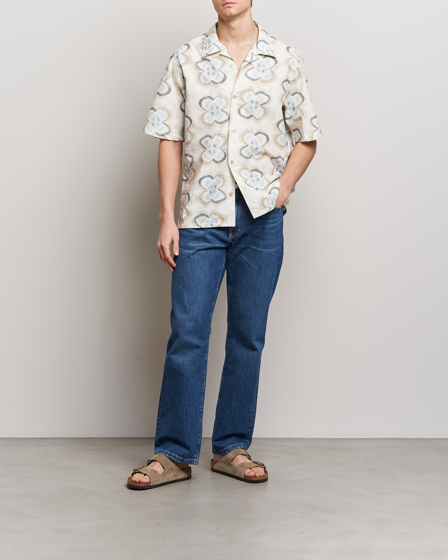 Homme | Chemises | NN07 | Ole Printed Short Sleeve Shirt Ecru Multi