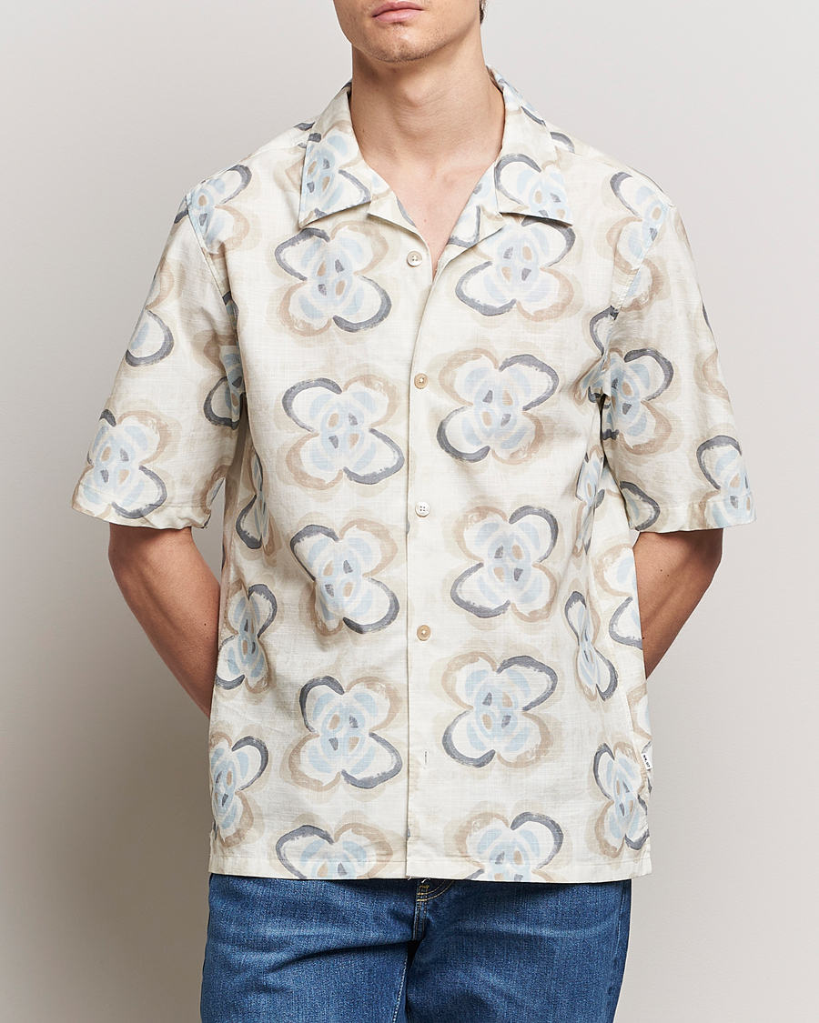 Homme | Chemises À Manches Courtes | NN07 | Ole Printed Short Sleeve Shirt Ecru Multi