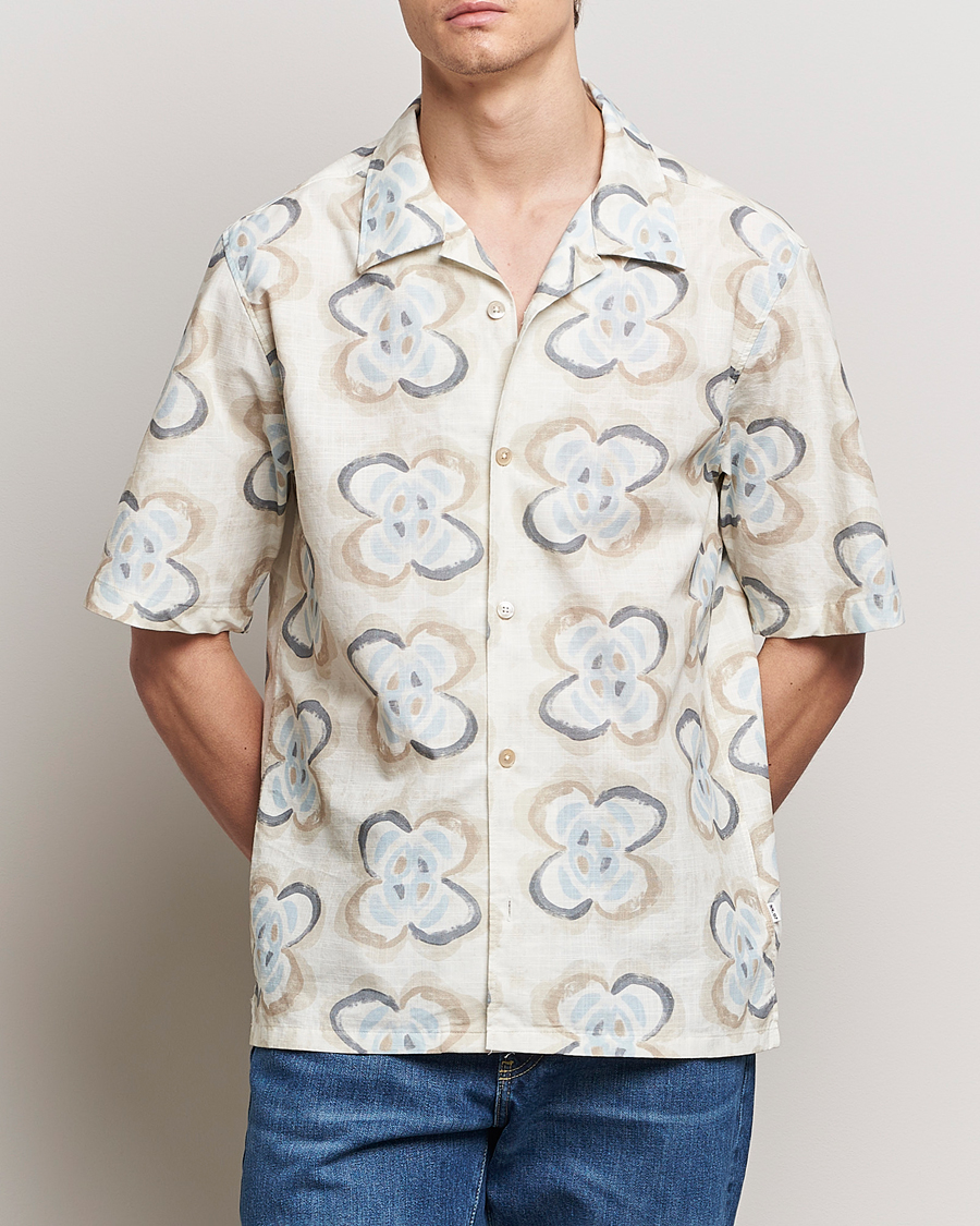 Homme | Chemises | NN07 | Ole Printed Short Sleeve Shirt Ecru Multi