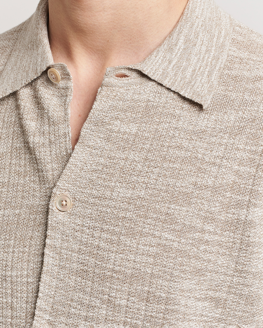Homme | Chemises | NN07 | Nolan Knitted Shirt Sleeve Shirt Greige Melange