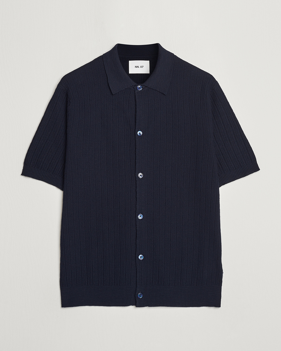 Homme | Chemises | NN07 | Nolan Knitted Shirt Sleeve Shirt Navy Blue
