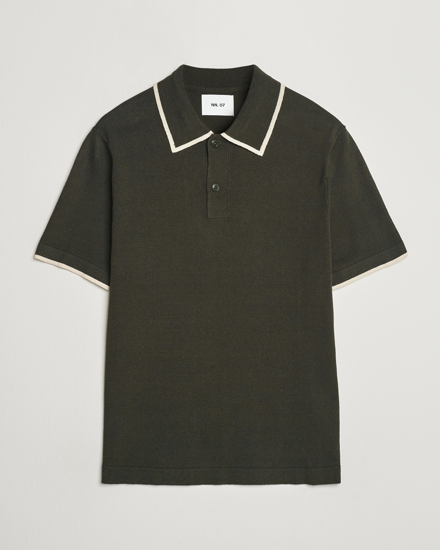 Homme | Polos | NN07 | Damon Silk/Cotton Knitted Polo Rosin Green