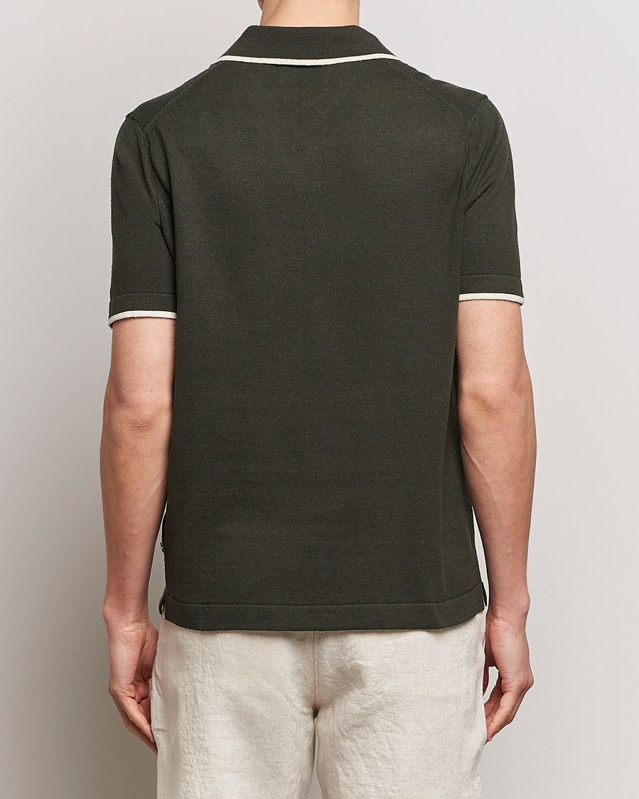 Homme | Polos | NN07 | Damon Silk/Cotton Knitted Polo Rosin Green