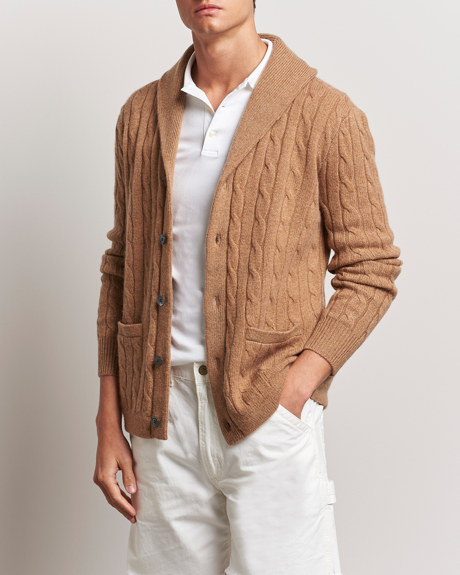 Homme | Pulls Et Tricots | Polo Ralph Lauren | Cashmere Cable Shawl Cardigan Brown Sugar Melange