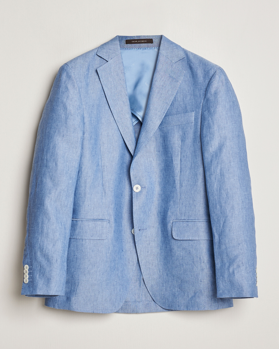 Homme | Blazers | Oscar Jacobson | Ferry Soft Linen Blazer Smog Blue