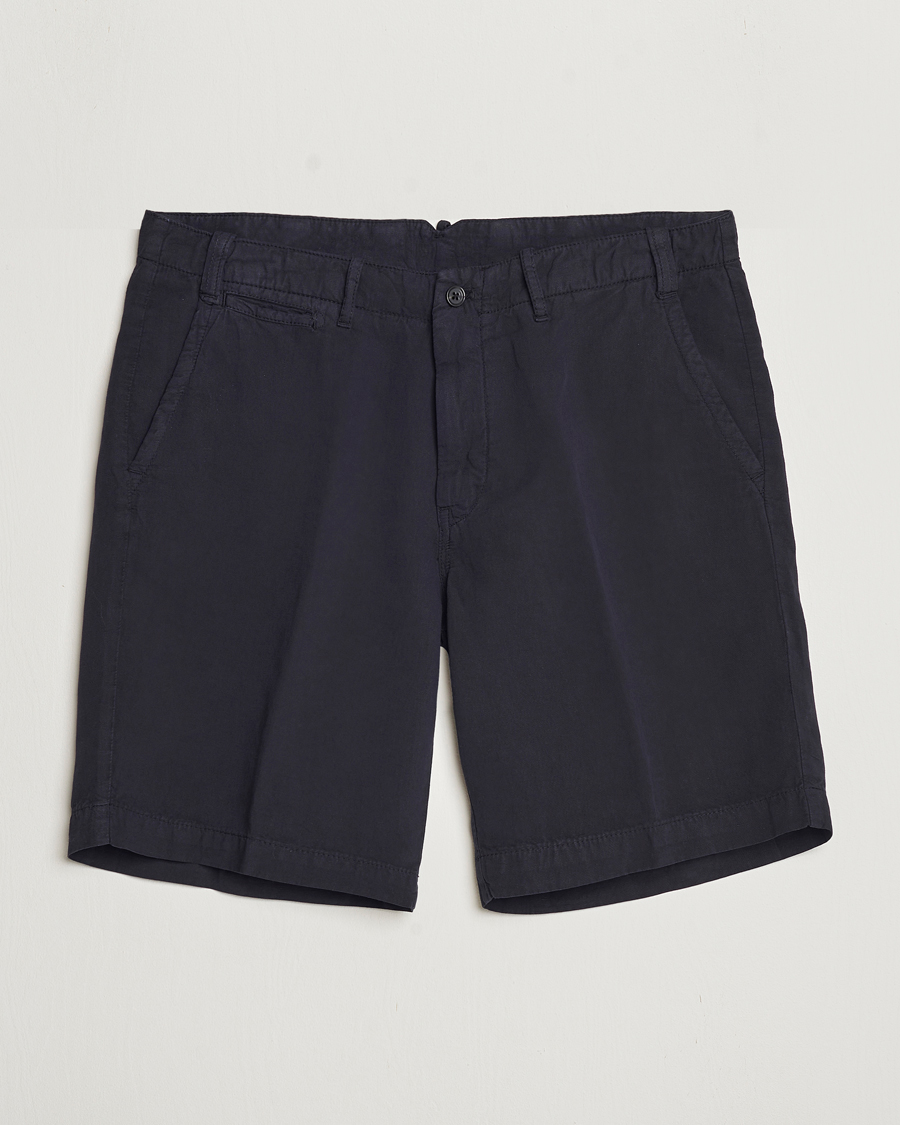 Homme | Shorts | Oscar Jacobson | Poggio Washed Linen Shorts Navy