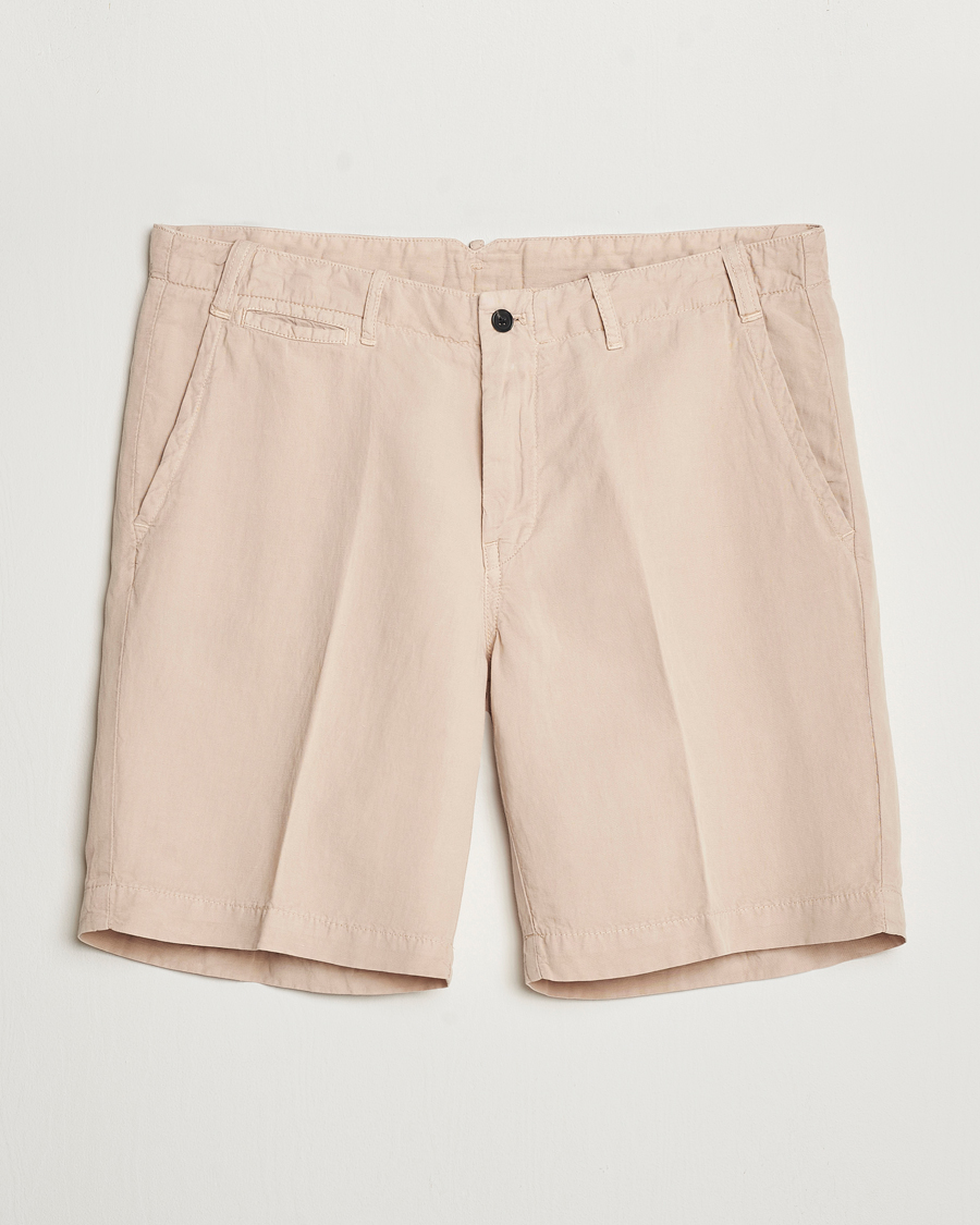 Homme | Shorts | Oscar Jacobson | Poggio Washed Linen Shorts Beige