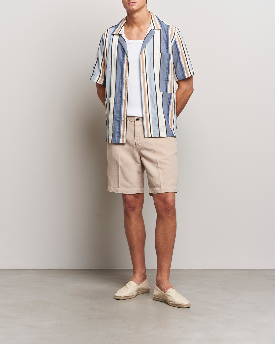 Homme | Shorts | Oscar Jacobson | Poggio Washed Linen Shorts Beige