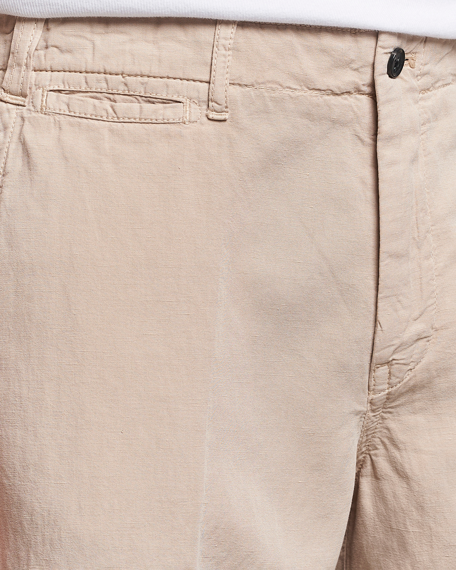 Homme | Shorts | Oscar Jacobson | Poggio Washed Linen Shorts Beige