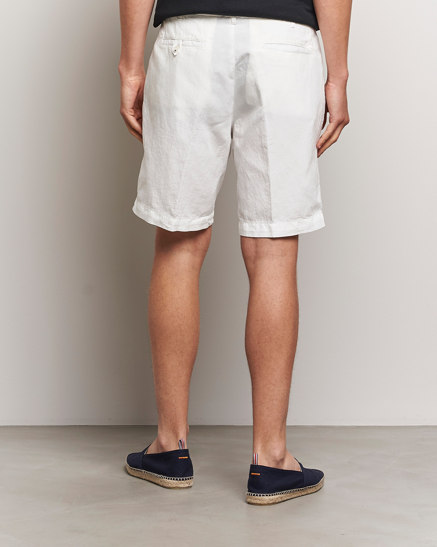 Homme | Shorts | Oscar Jacobson | Poggio Washed Linen Shorts White