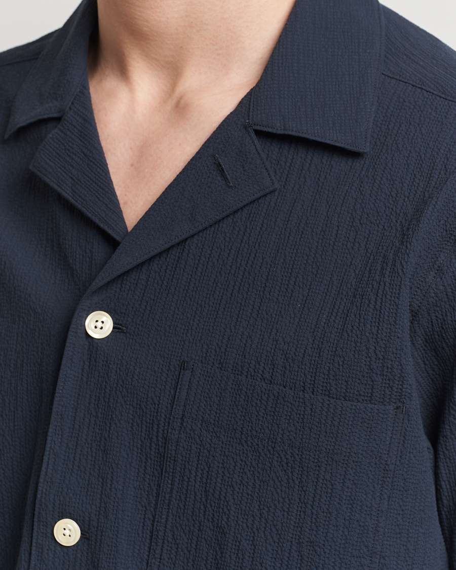 Homme | Chemises | Oscar Jacobson | Hanks Reg Seersucker Shirt Navy