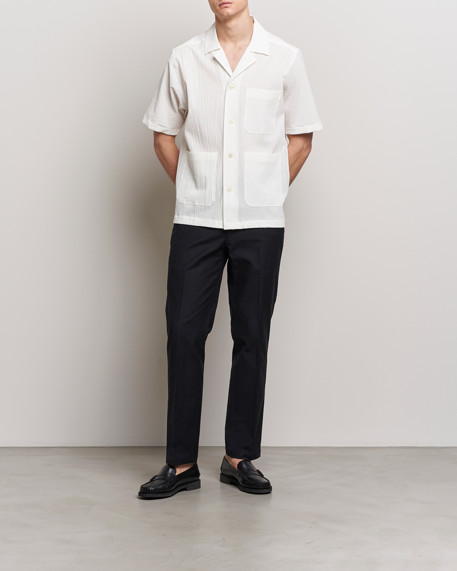Homme | Chemises | Oscar Jacobson | Hanks Reg Seersucker Shirt White