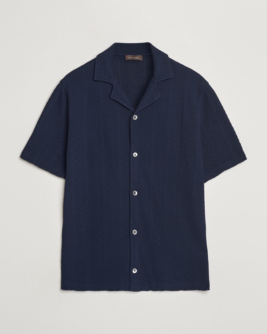 Homme | Chemises | Oscar Jacobson | Mattis Reg Knitted Shirt Navy