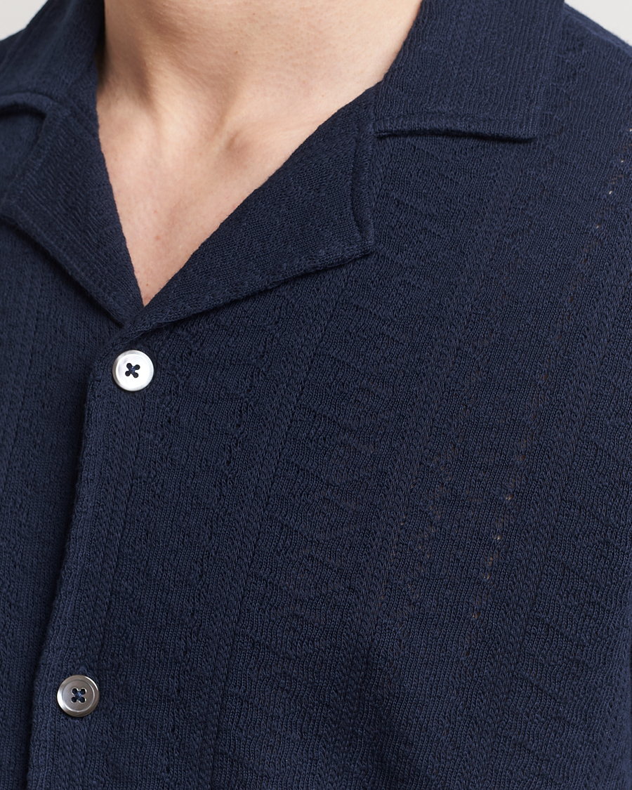Homme | Chemises | Oscar Jacobson | Mattis Reg Knitted Shirt Navy