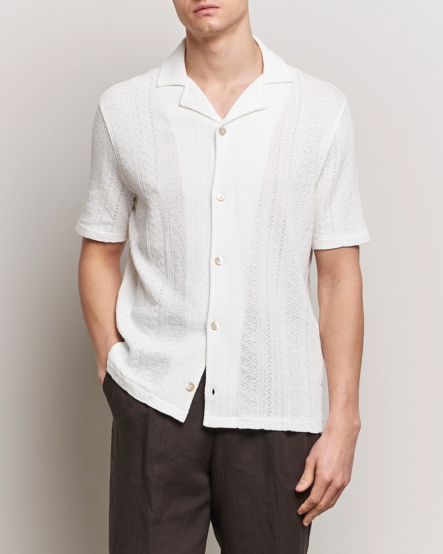 Homme | Chemises À Manches Courtes | Oscar Jacobson | Mattis Reg Knitted Shirt White