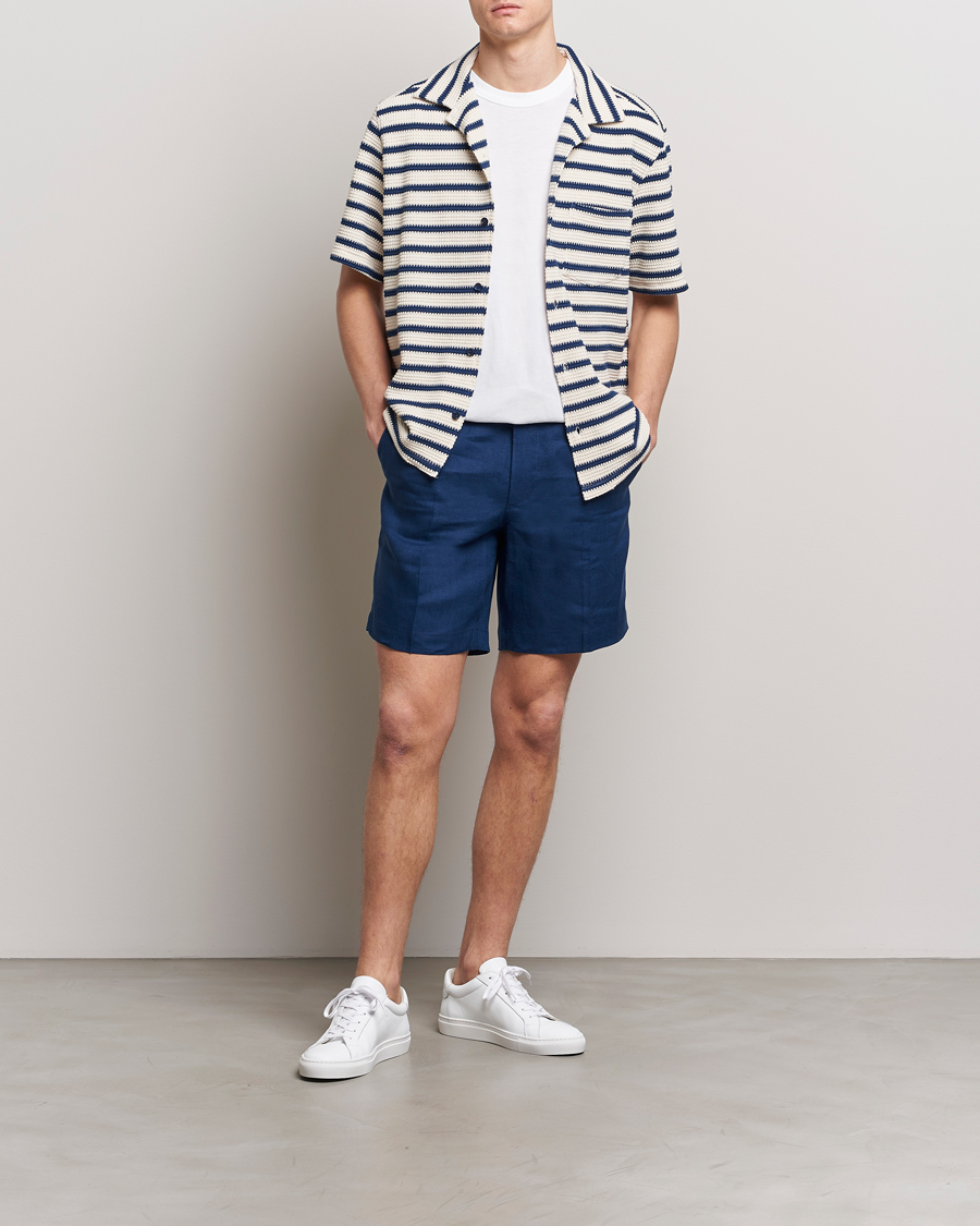 Homme | Shorts | J.Lindeberg | Baron Linen Shorts Estate Blue
