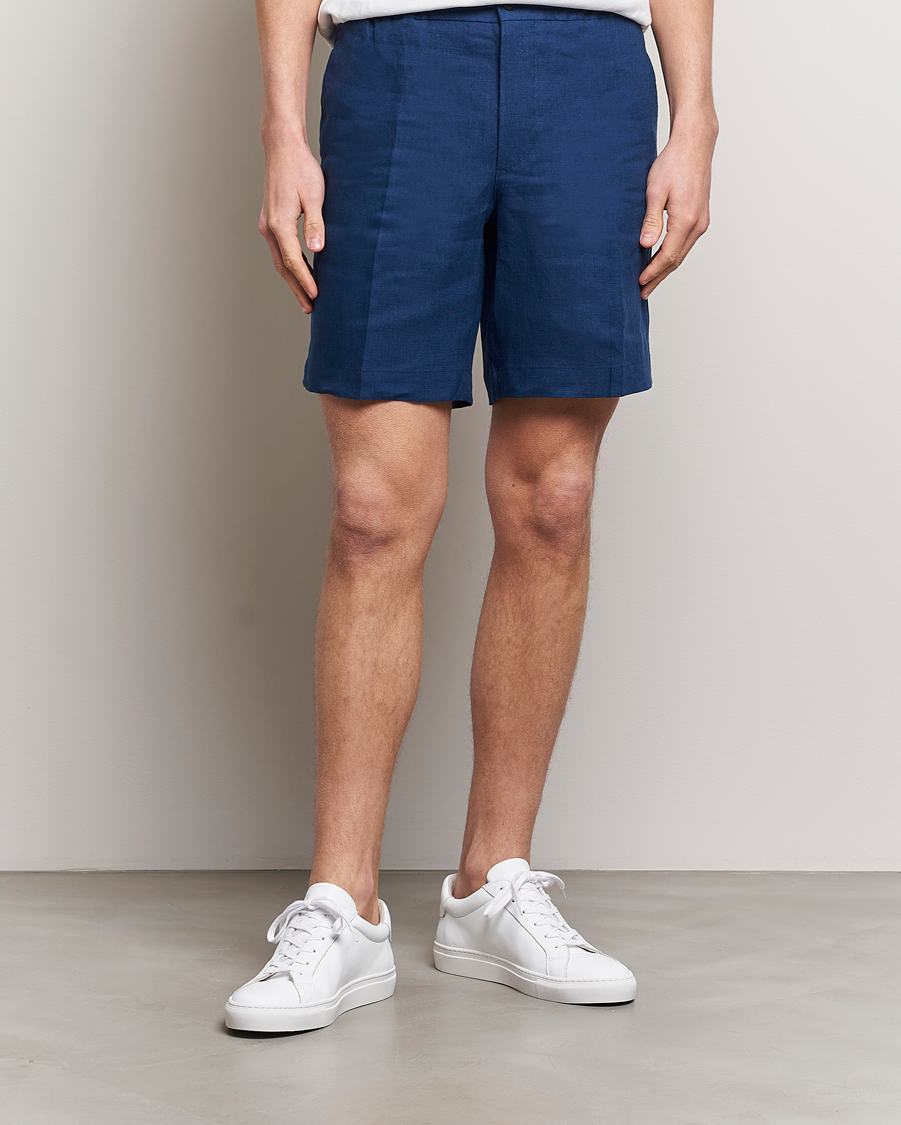 Homme | Shorts | J.Lindeberg | Baron Linen Shorts Estate Blue