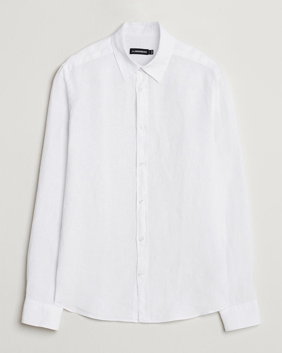 Homme | Chemises | J.Lindeberg | Slim Linen Melange Shirt White