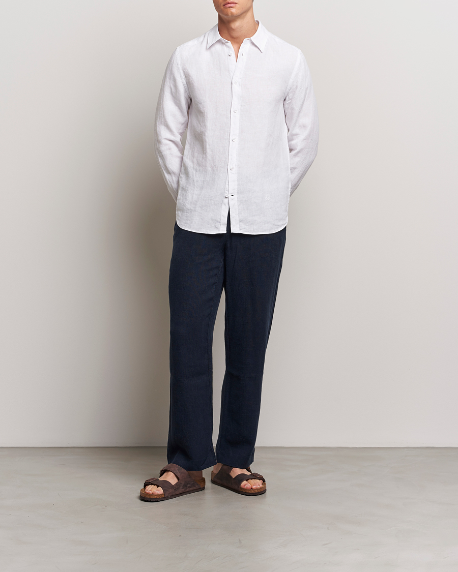 Homme | Chemises | J.Lindeberg | Slim Linen Melange Shirt White