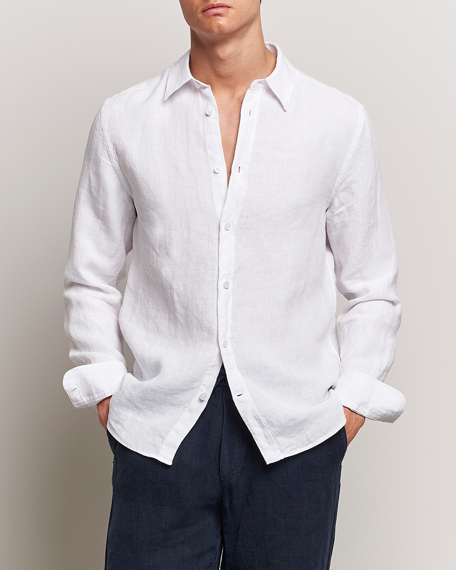 Homme | Chemises En Lin | J.Lindeberg | Slim Linen Melange Shirt White