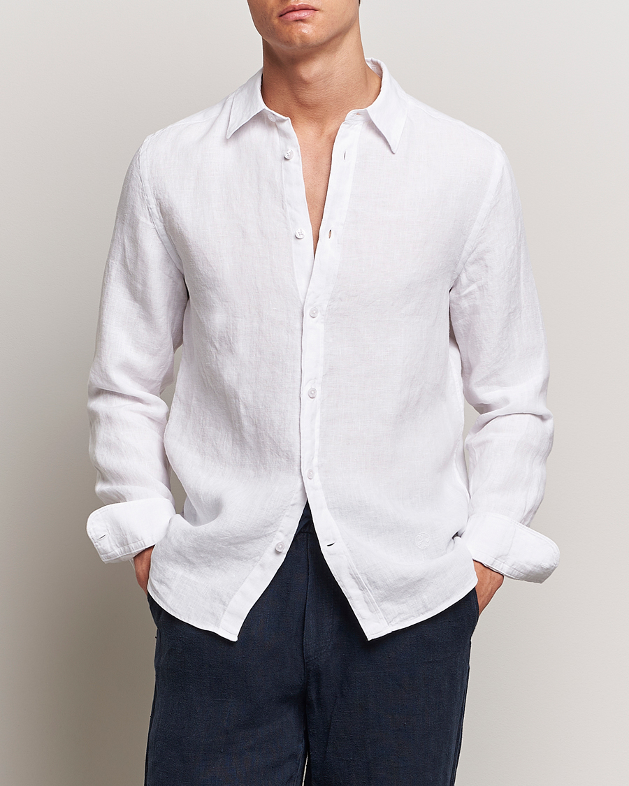 Homme | Chemises | J.Lindeberg | Slim Linen Melange Shirt White