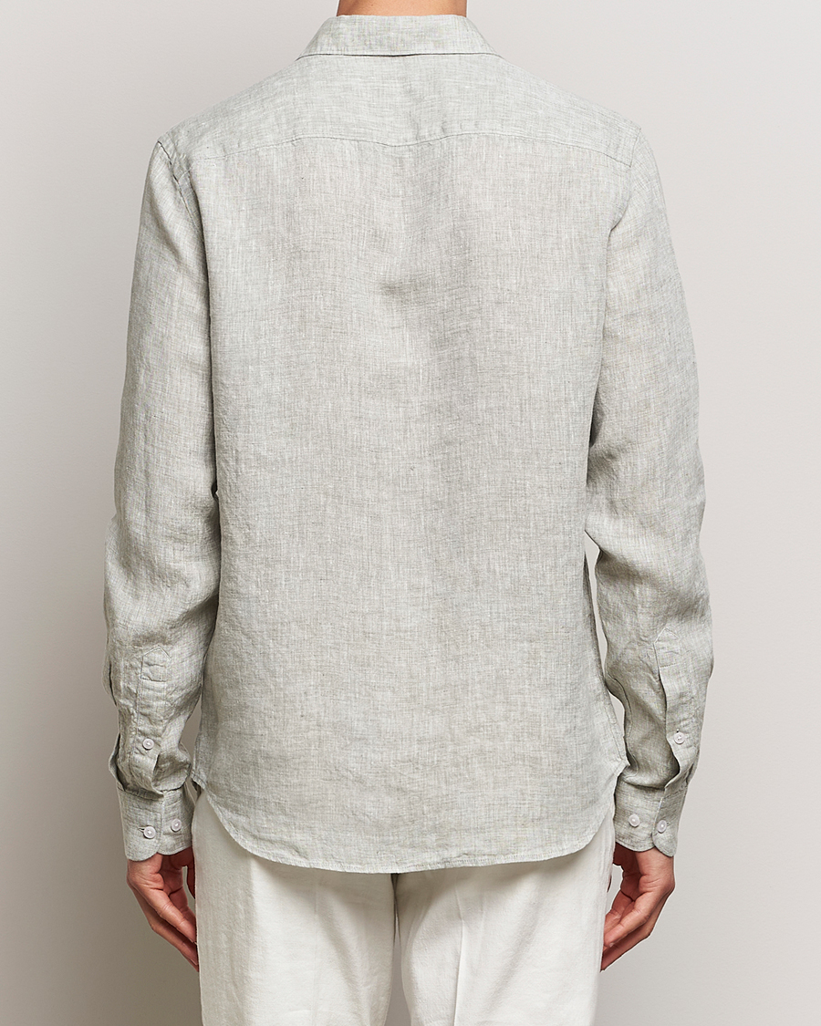 Homme | Chemises | J.Lindeberg | Slim Linen Melange Shirt Oil Green