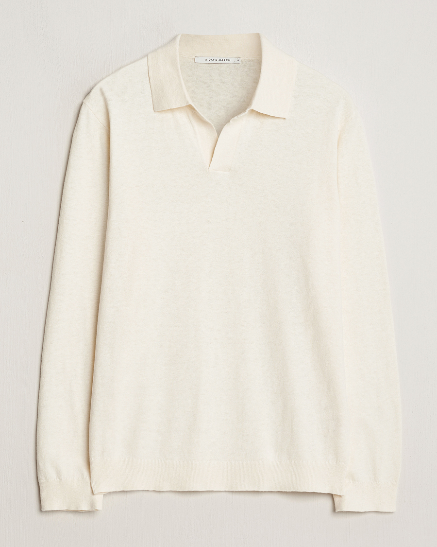 Homme | Pulls Et Tricots | A Day's March | Manol Cotton Linen Polo Off White