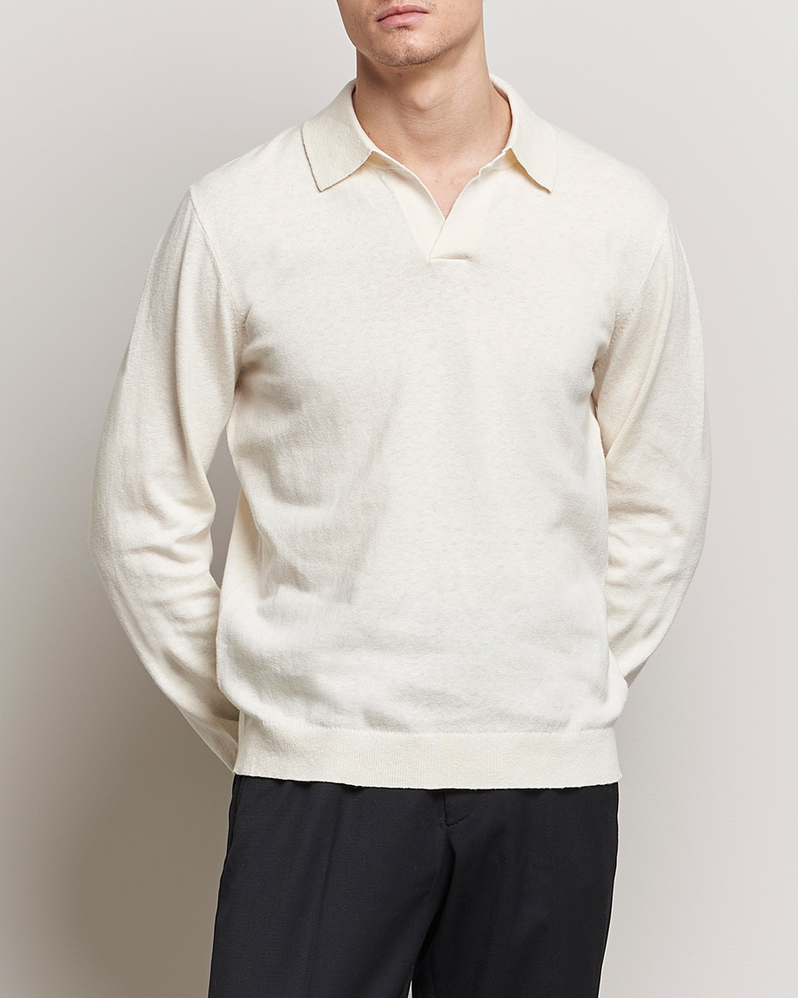 Homme | Pulls Et Tricots | A Day's March | Manol Cotton Linen Polo Off White