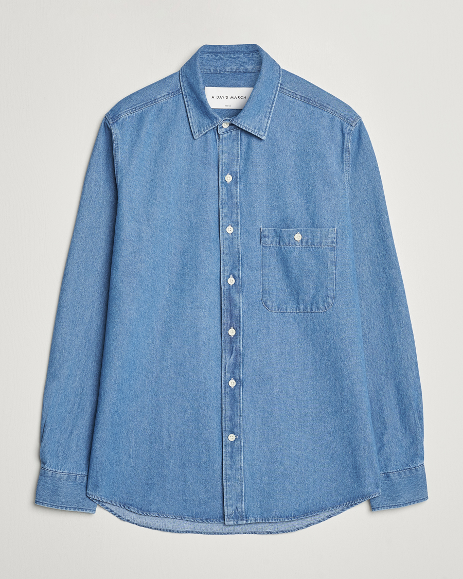 Homme | Chemises | A Day's March | Mason Denim Shirt Light Blue