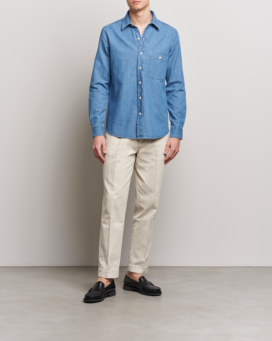 Homme | Chemises | A Day's March | Mason Denim Shirt Light Blue