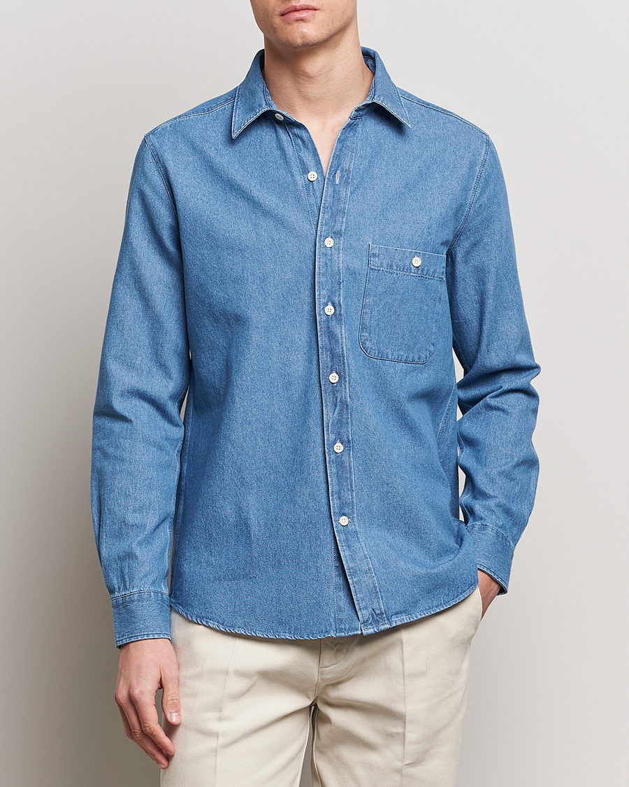 Homme | Vêtements | A Day's March | Mason Sturdy Denim Shirt Light Blue
