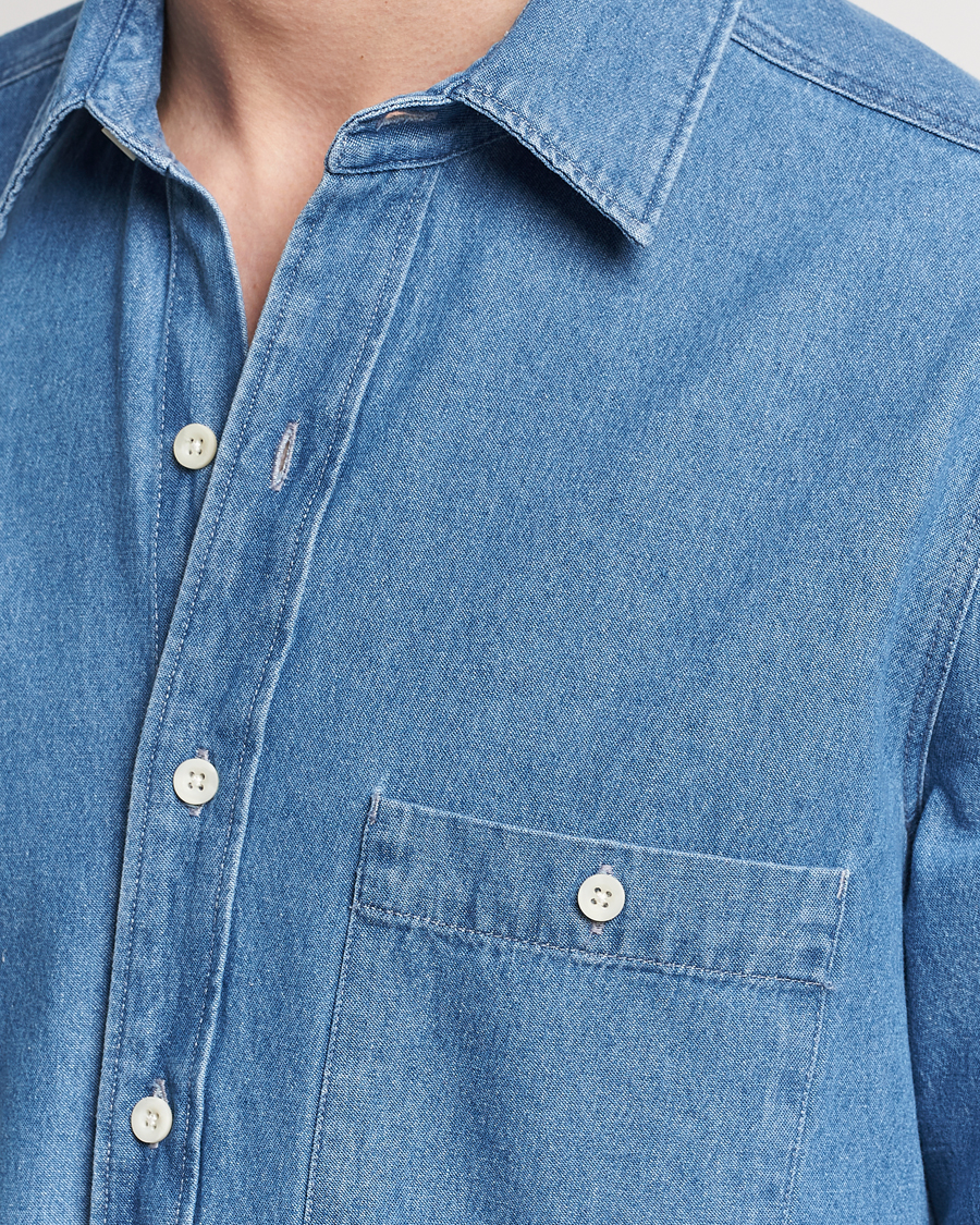 Homme | Chemises | A Day's March | Mason Denim Shirt Light Blue