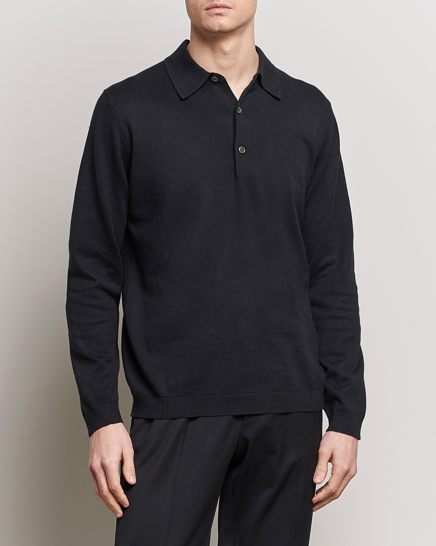 Homme | Sections | A Day's March | Ambroz Cotton/Linen Polo Black