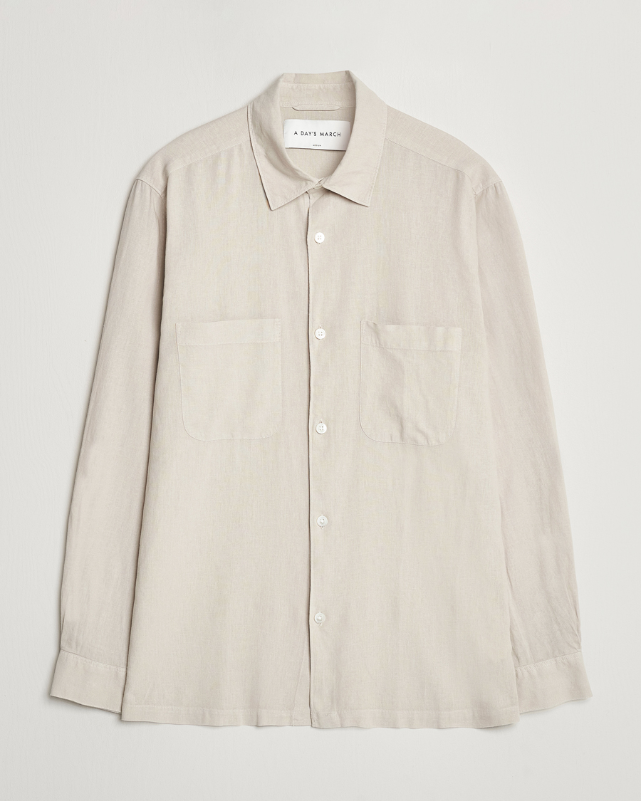 Homme | Chemises | A Day's March | Balain Linen/Viscose Shirt Dove