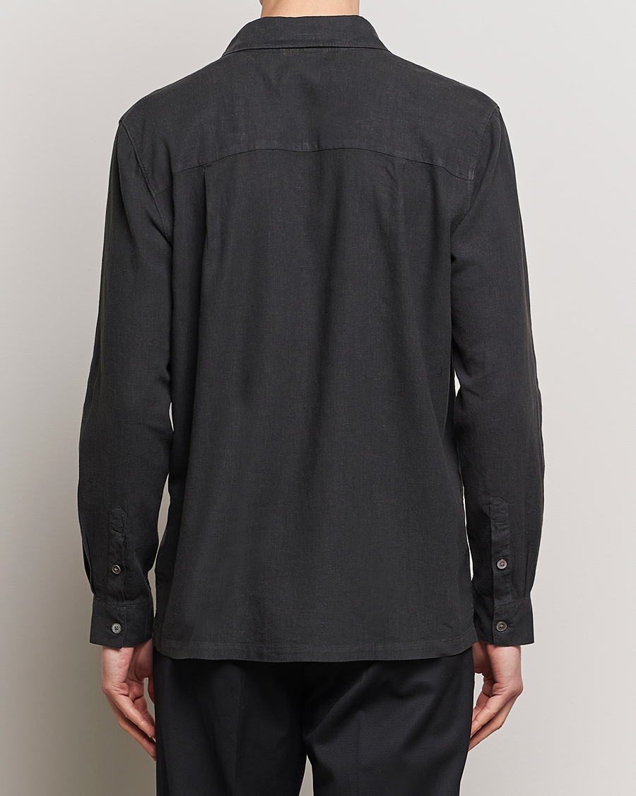 Homme | Chemises | A Day's March | Balain Linen/Viscose Shirt Off Black