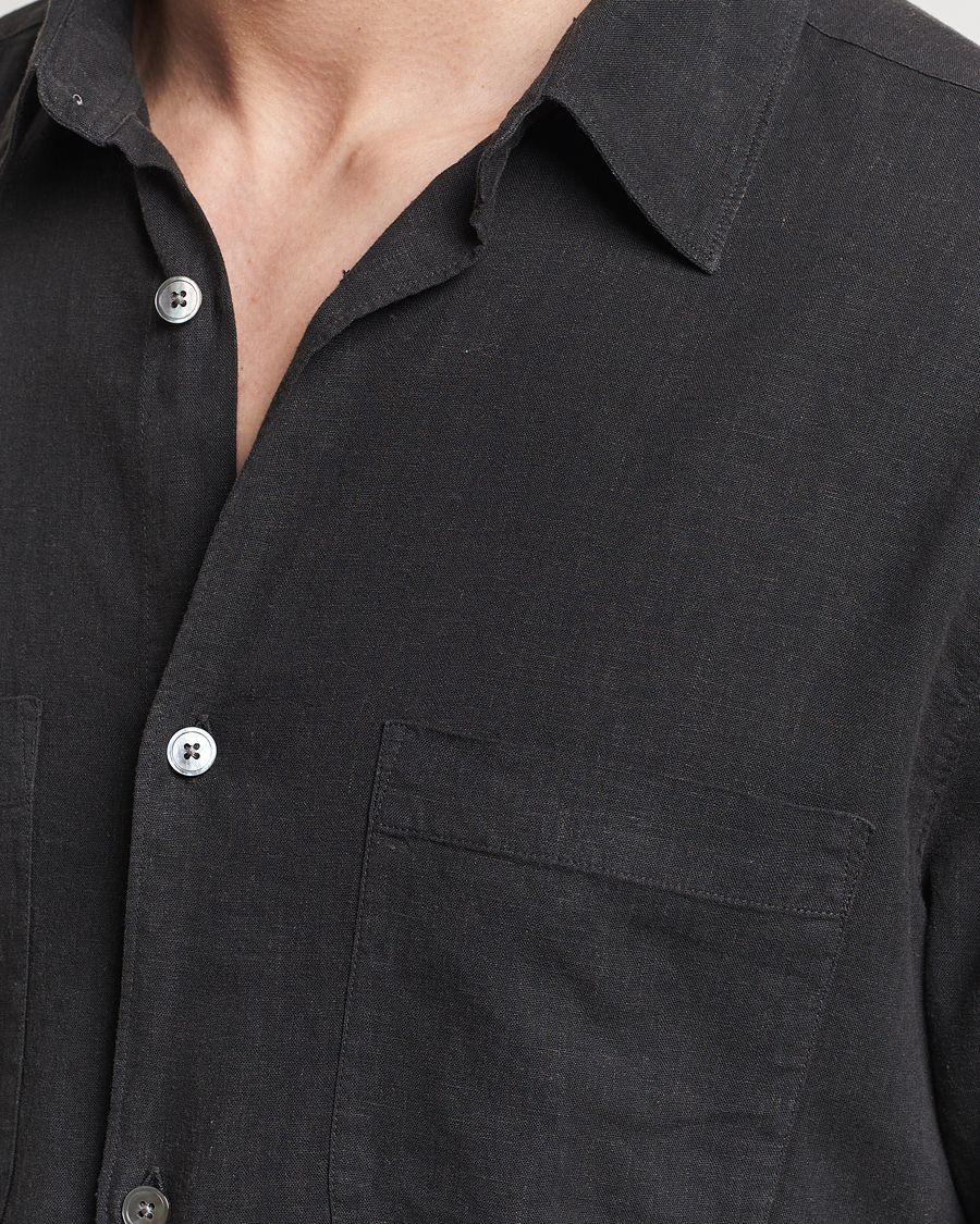 Homme | Chemises | A Day's March | Balain Linen/Viscose Shirt Off Black