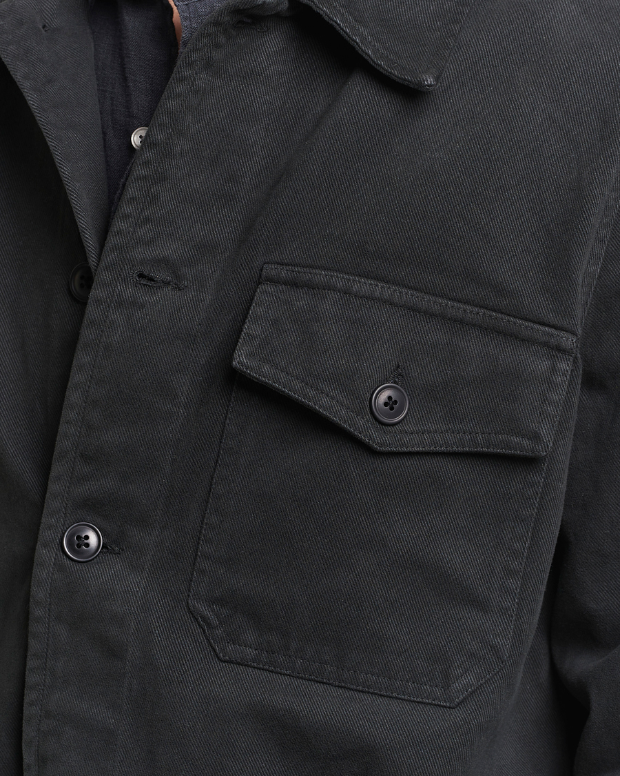 Homme | Chemises | A Day's March | Patch Pocket Sturdy Twill Overshirt Off Black