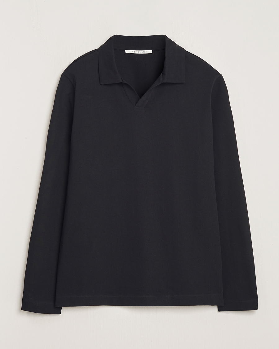 Homme | Pulls Et Tricots | A Day's March | Branford Long Sleeve Polo Black