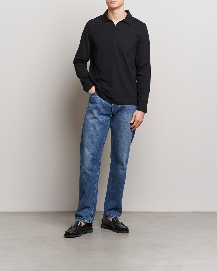 Homme | Pulls Et Tricots | A Day's March | Branford Long Sleeve Polo Black