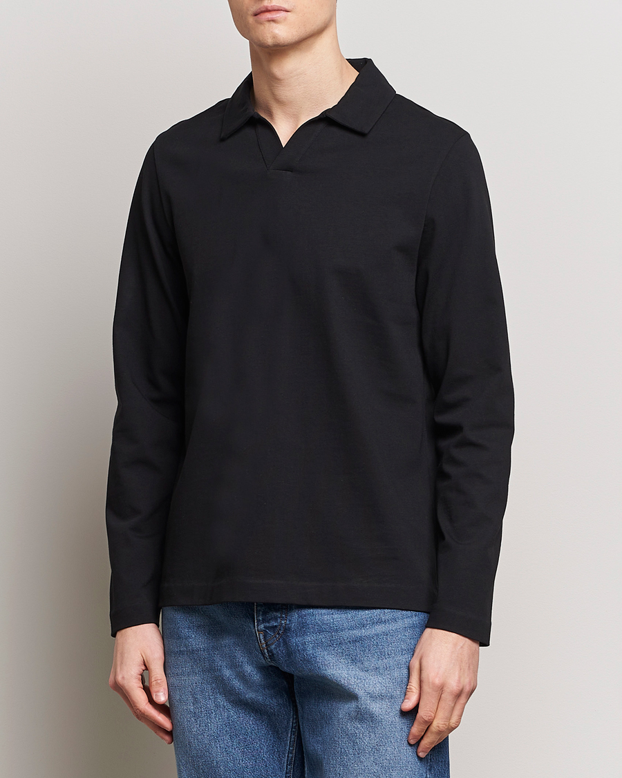 Homme | Polos | A Day's March | Branford Long Sleeve Polo Black