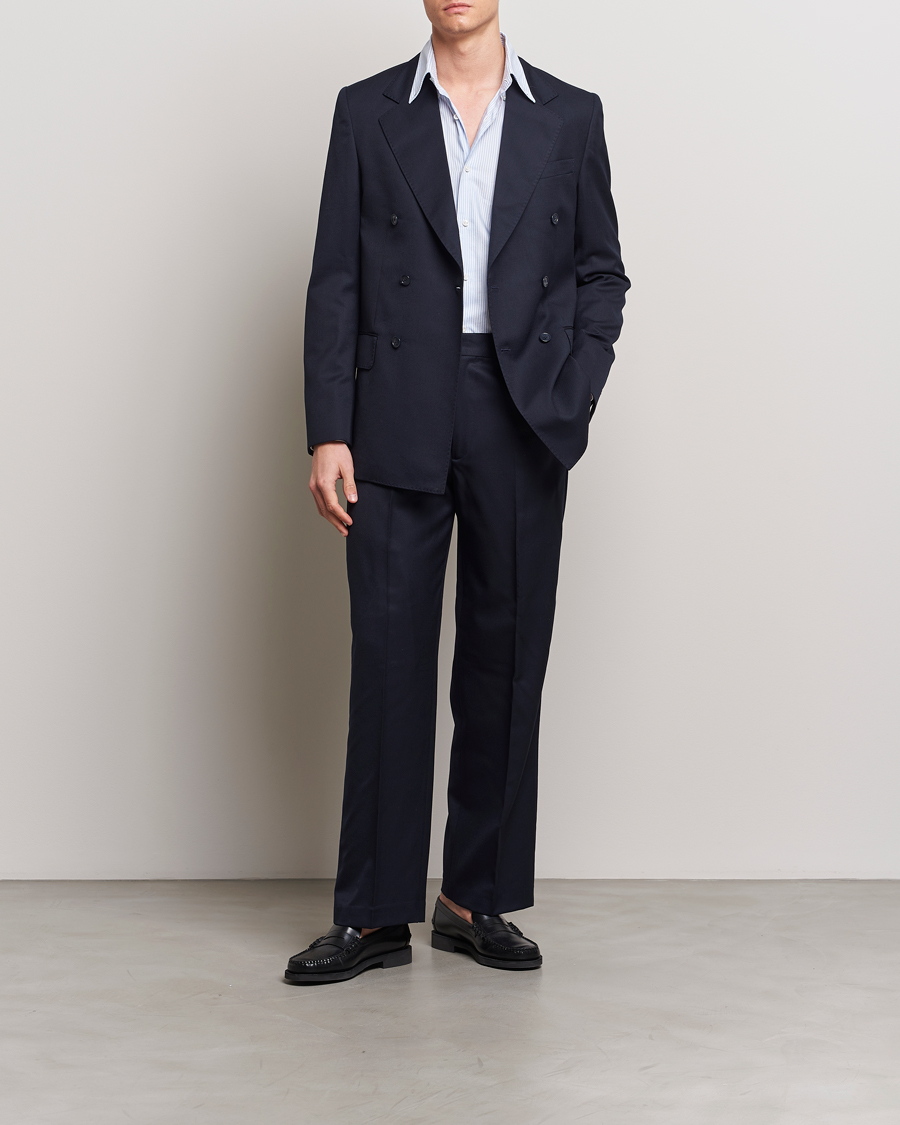 Homme | Pantalons | A Day's March | Edward Relaxed Wool Trousers Navy