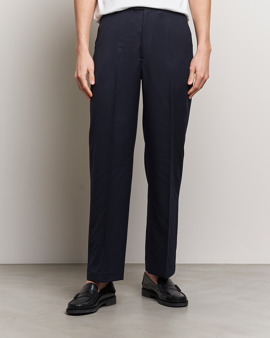 Homme |  | A Day\'s March | Edward Relaxed Wool Trousers Navy